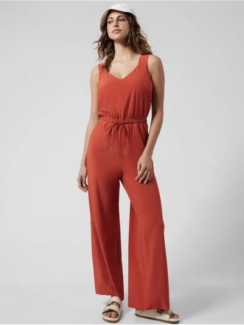Athleta Savannah Wide-Leg Jumpsuit in Current Red